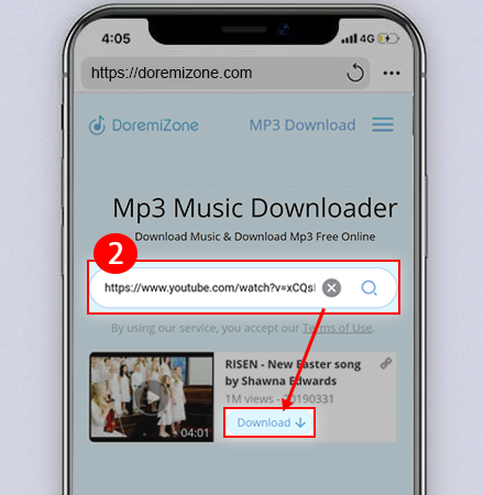 URL of song on search bar