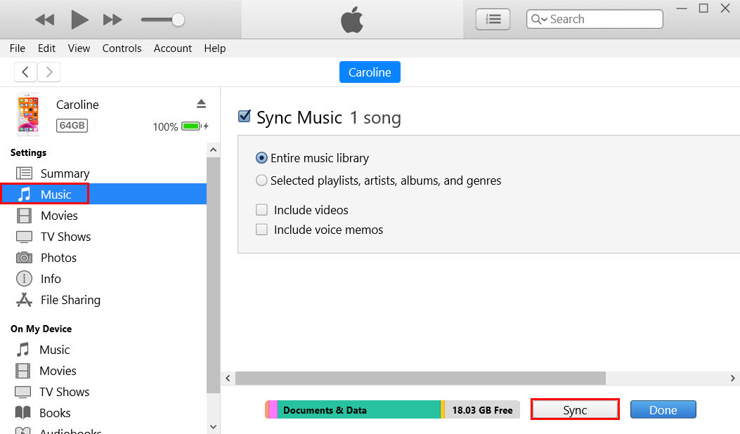 Music syncing to iPhone