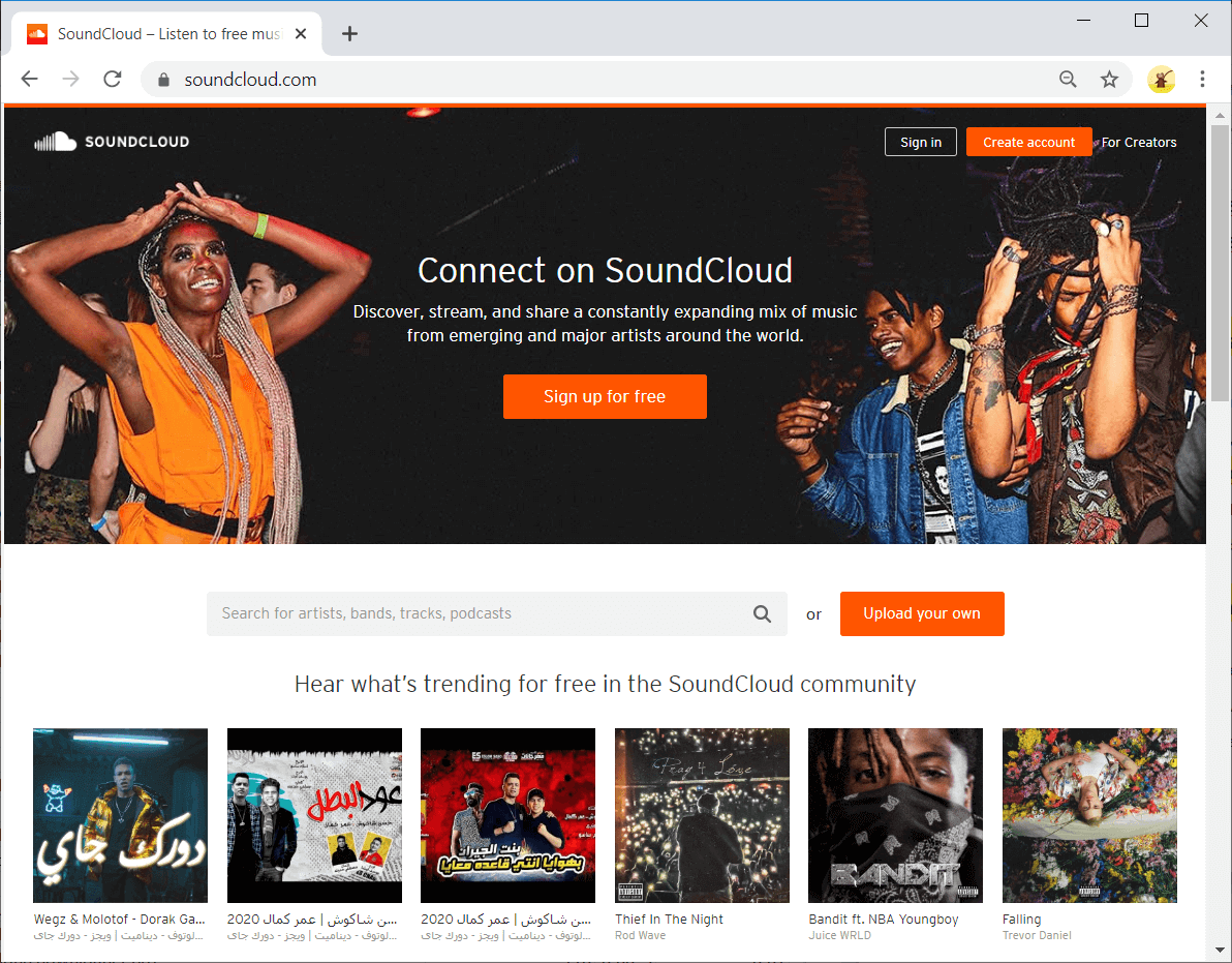 SoundCloud interface