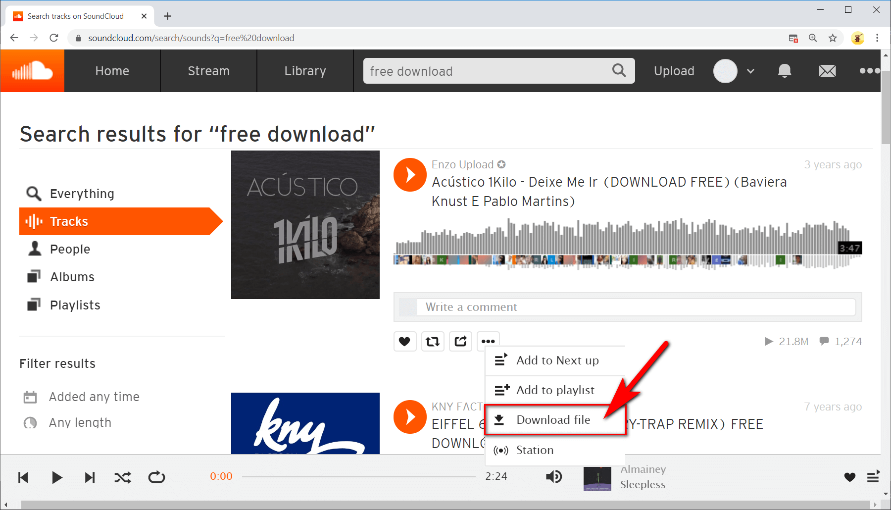 SoundCloud track free downloading