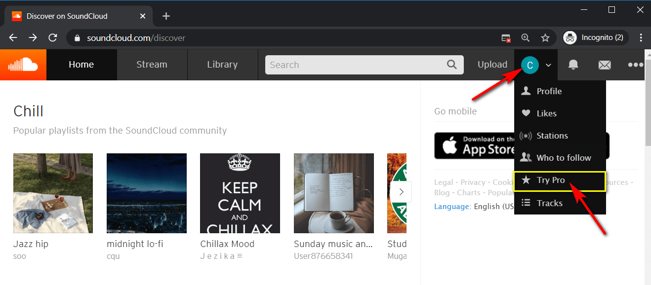 SoundCloud log-in