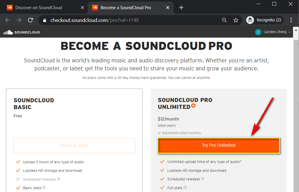 SoundCloud Pro Upgrading