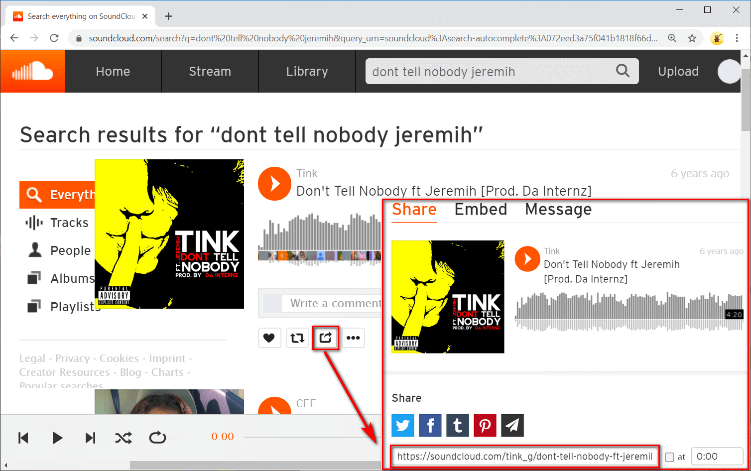 SoundCloud music url
