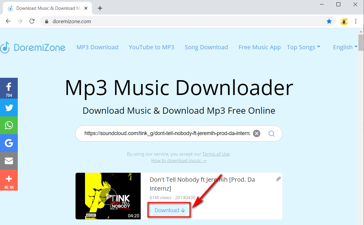 Mp3 Music Downloader music download button