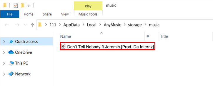 Music file folder location