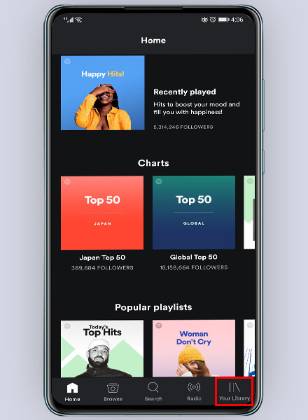 Spotify app interface