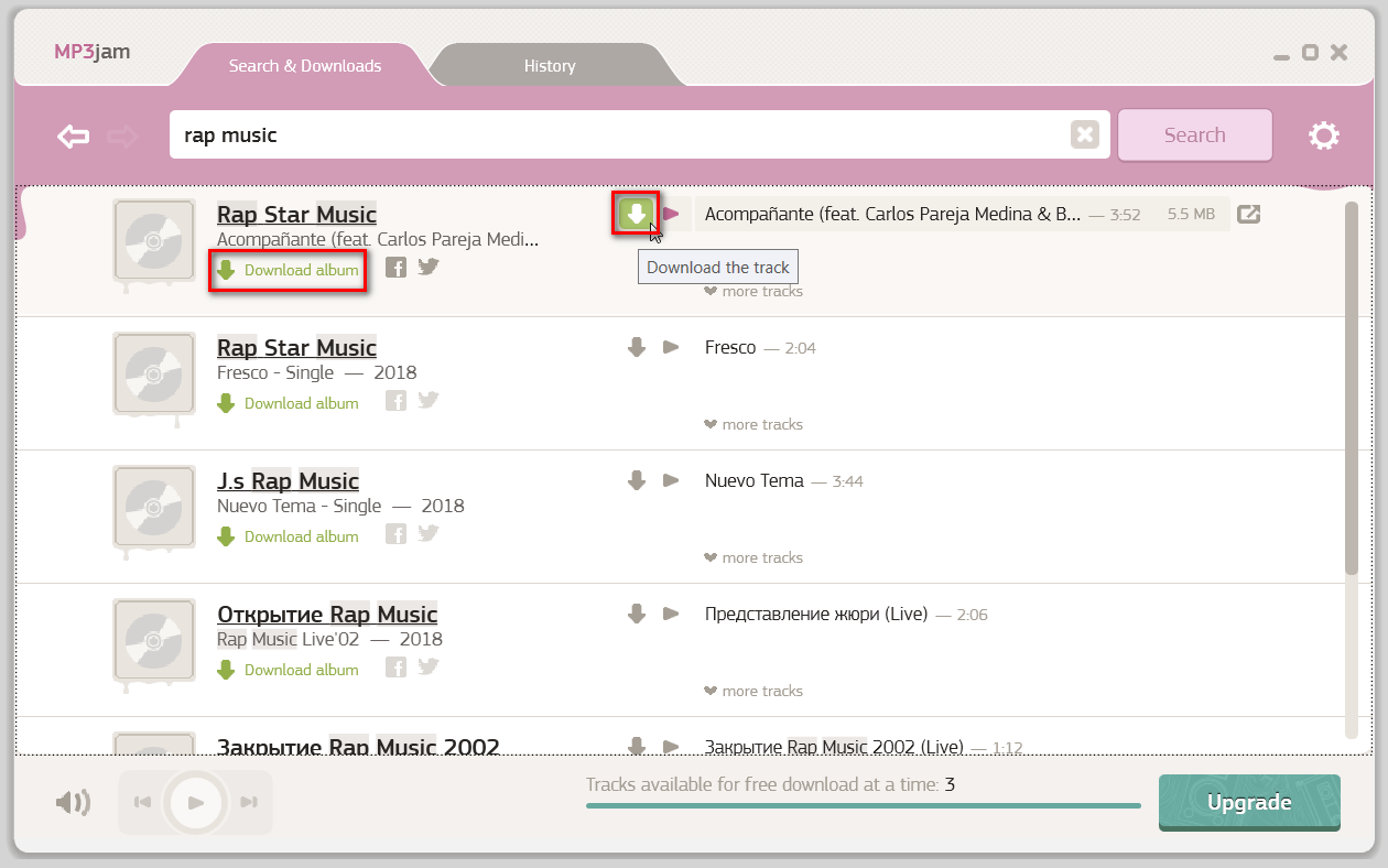 MP3jam music downloading