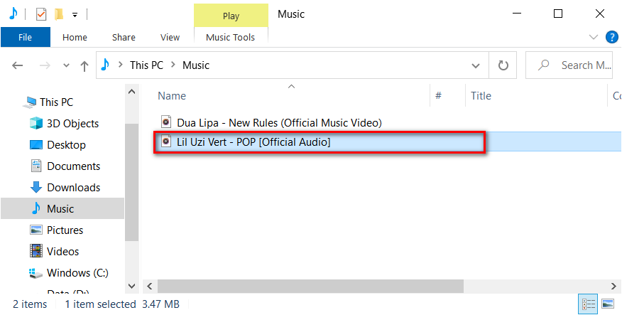 Downloaded music location