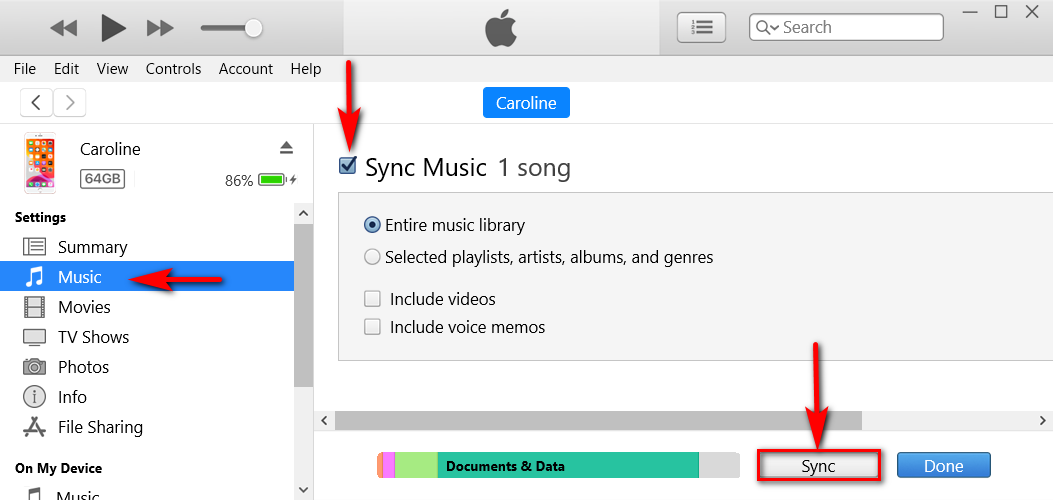 Music syncing to iPhone