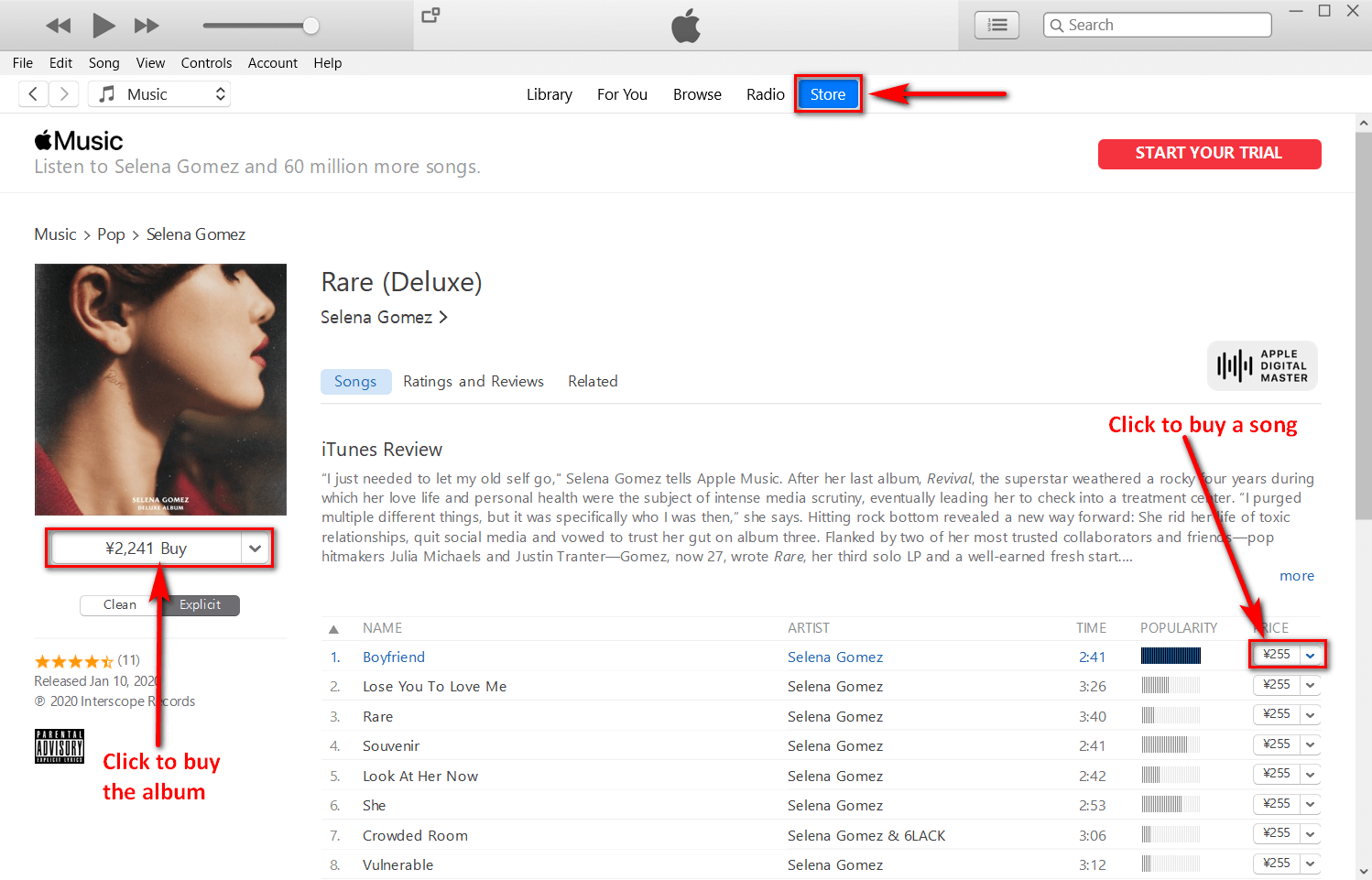 iTunes music purchasing