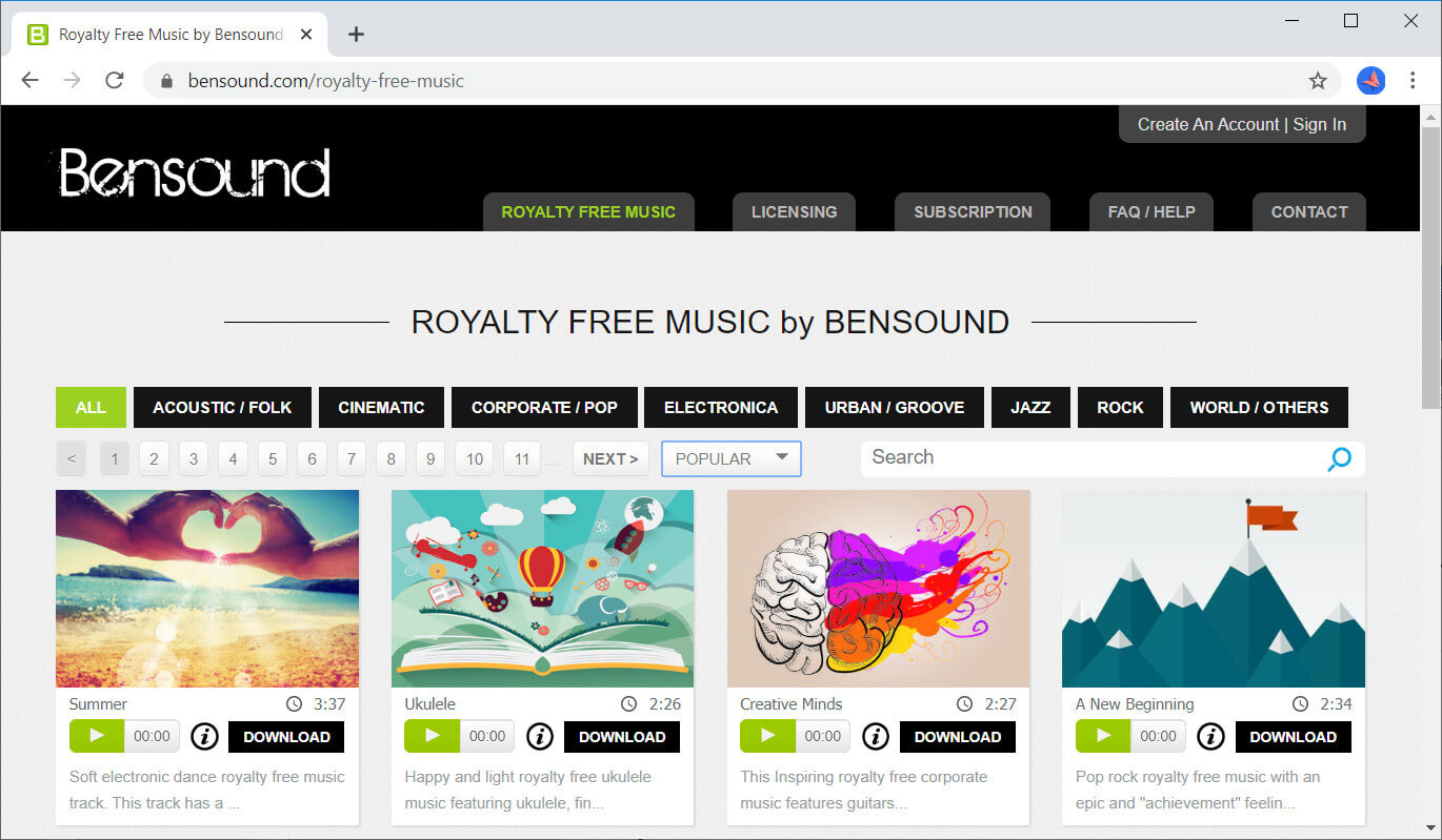 Bensound royalty free music