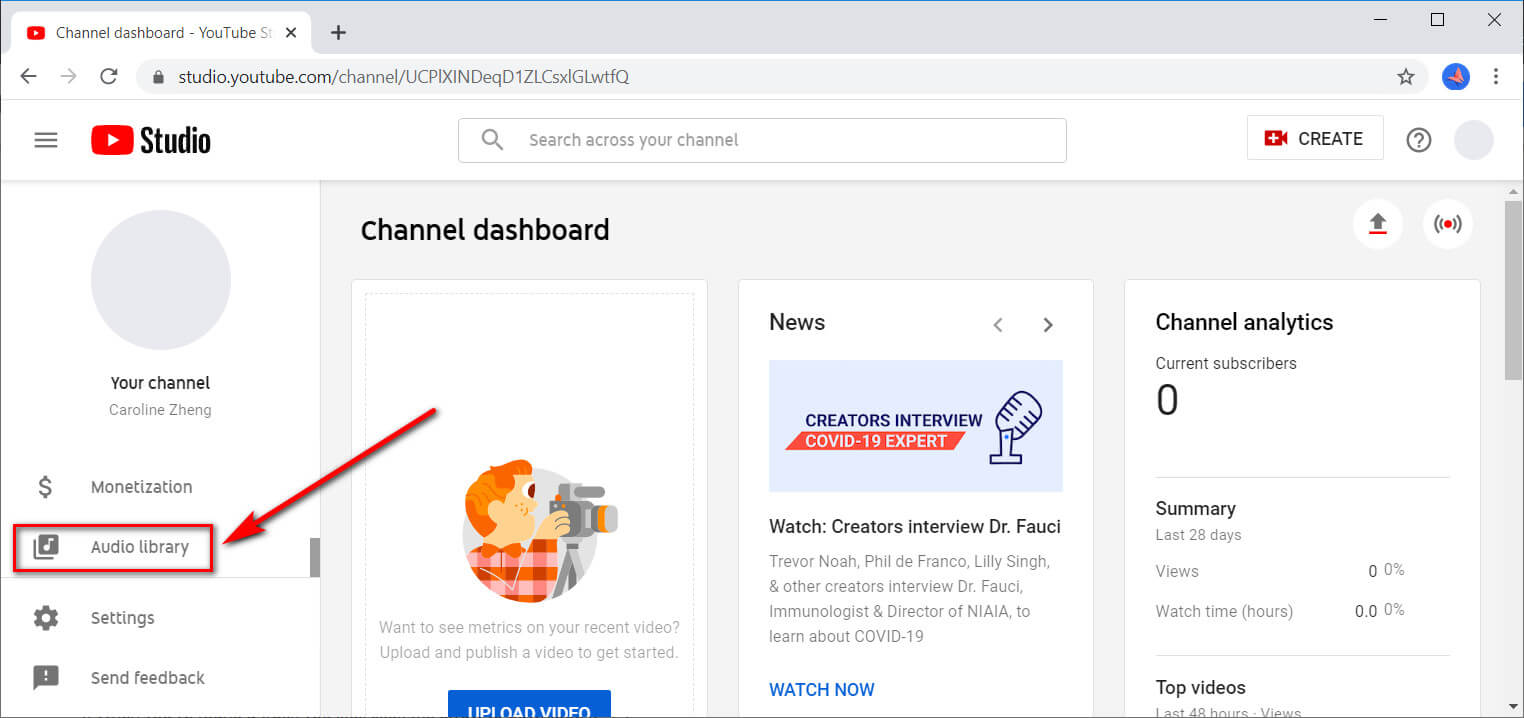 YouTube audio library