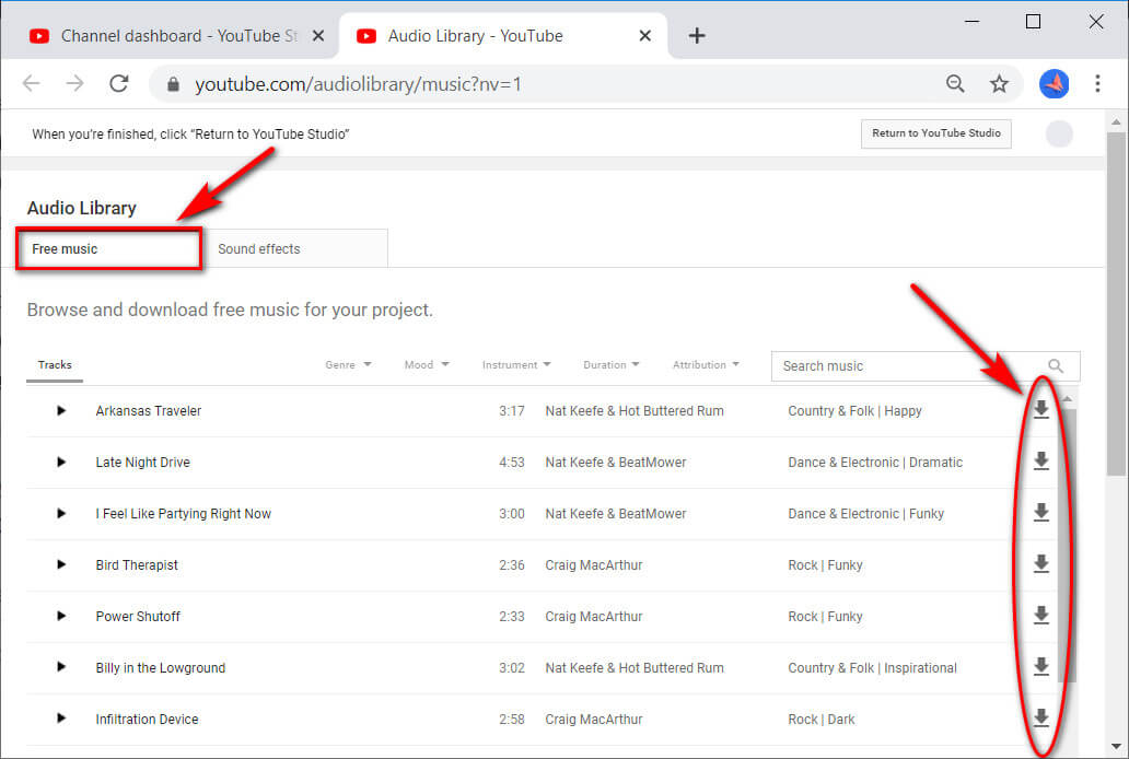 YouTube free music library