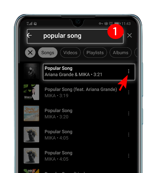 YouTube Music searching