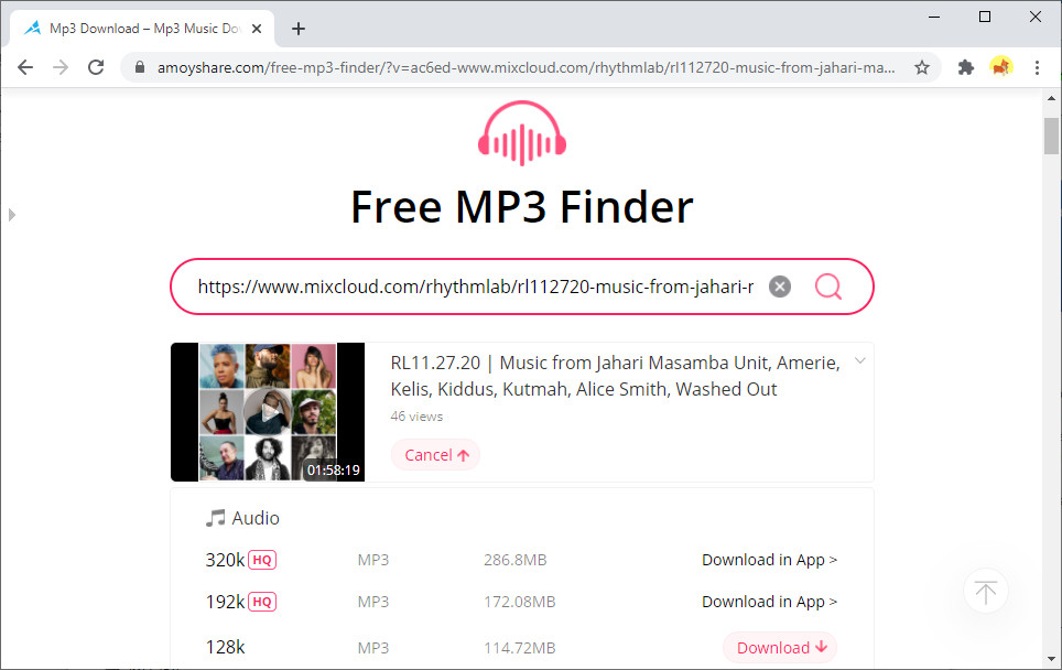 Localizador de MP3 Gratuito AmoyShare