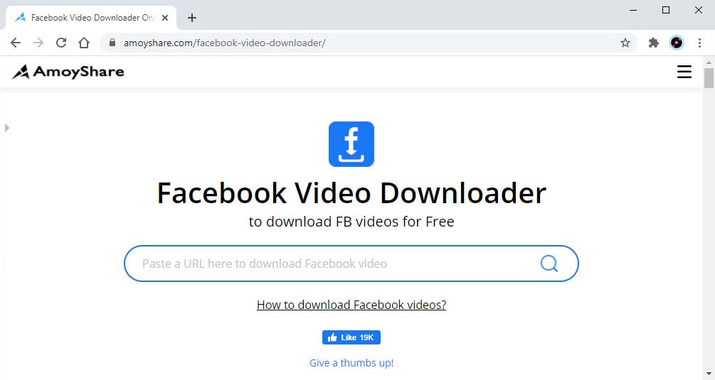 Downloader de vídeos do Facebook AmoyShare