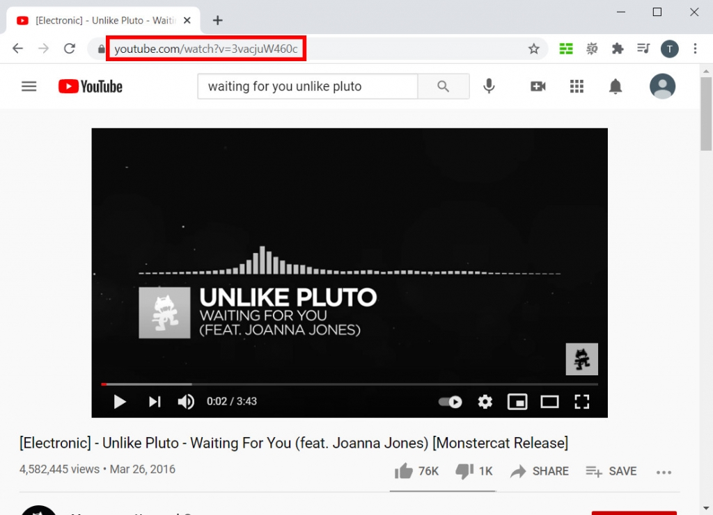 Copia il link musicale da YouTube