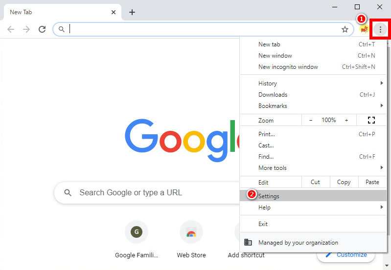 Vá para as configurações do Chrome