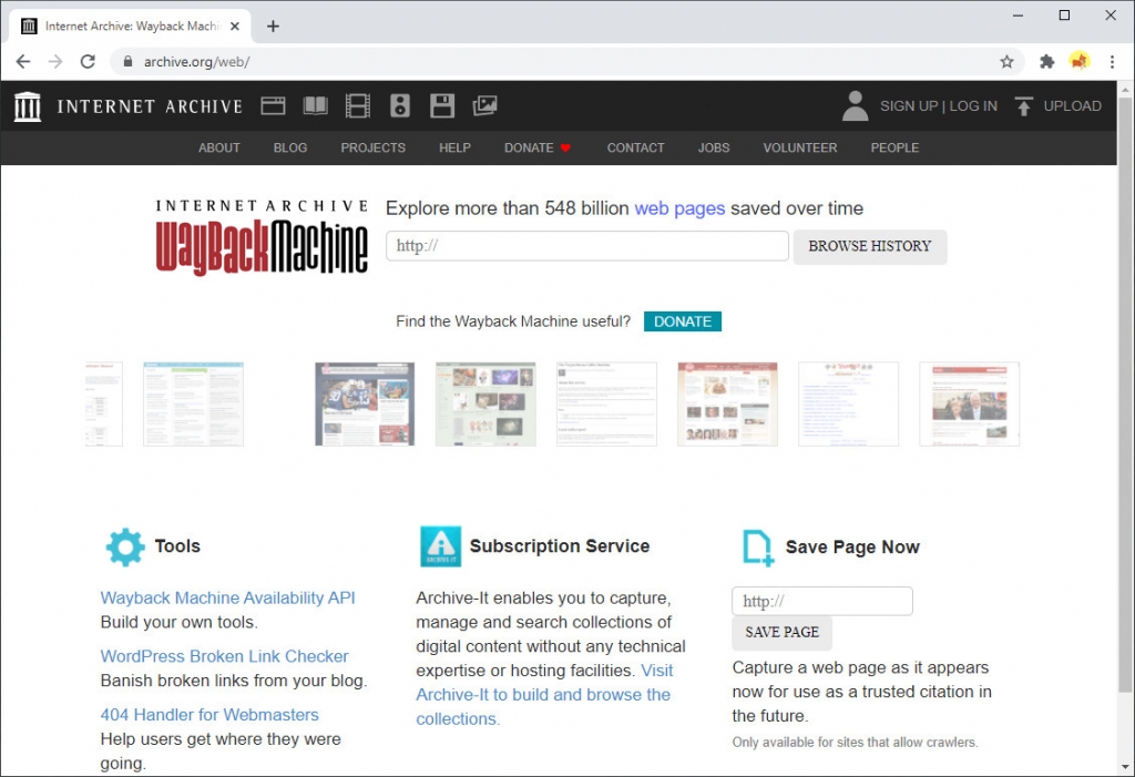 Internet Archive Wayback Machine