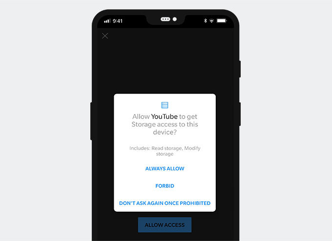 Allow YouTube to access to your storage
