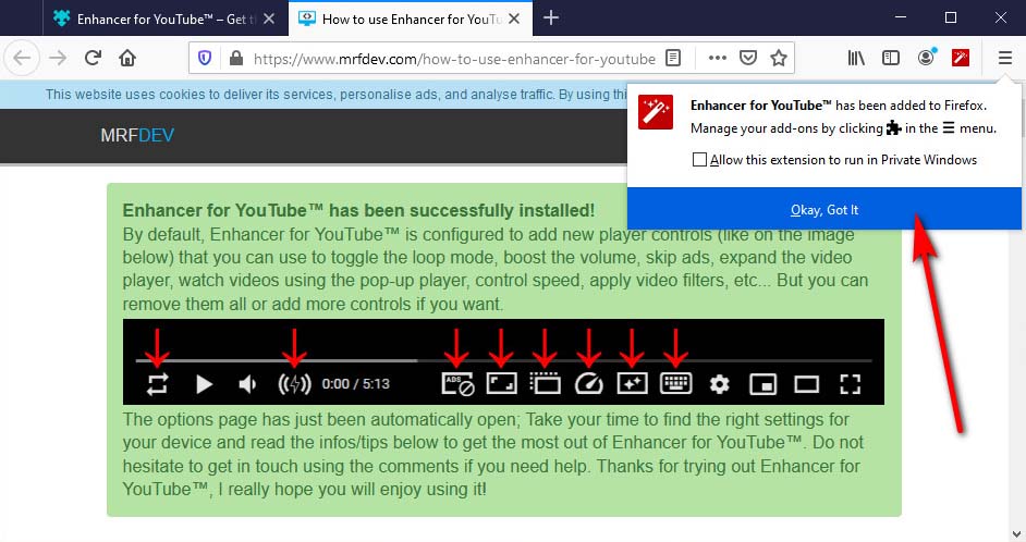 YouTube AdBlock 설치 확인