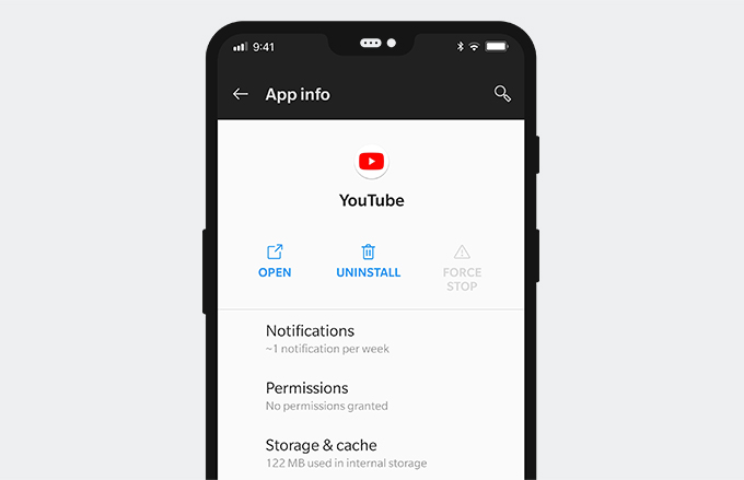 Limpe o armazenamento do YouTube no Android