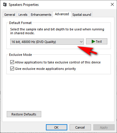 Select the sample rate you wish to use