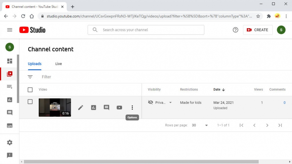 Beweeg de cursor over de privé YouTube-video