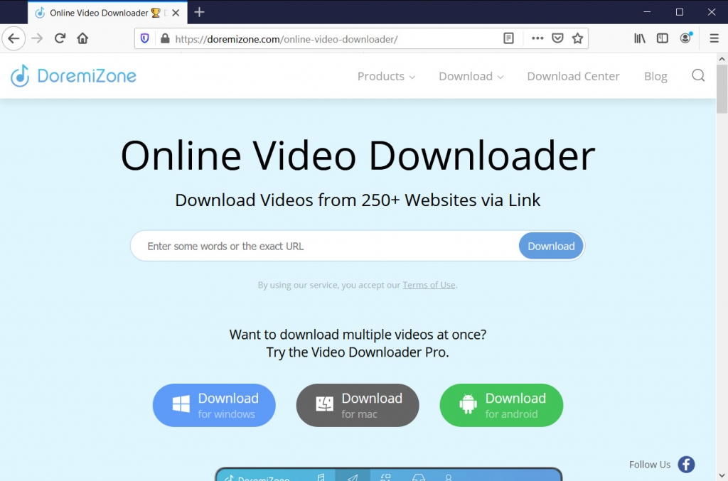 Descargador de videos en línea DoremiZone