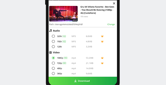 Download YouTube-video op Android