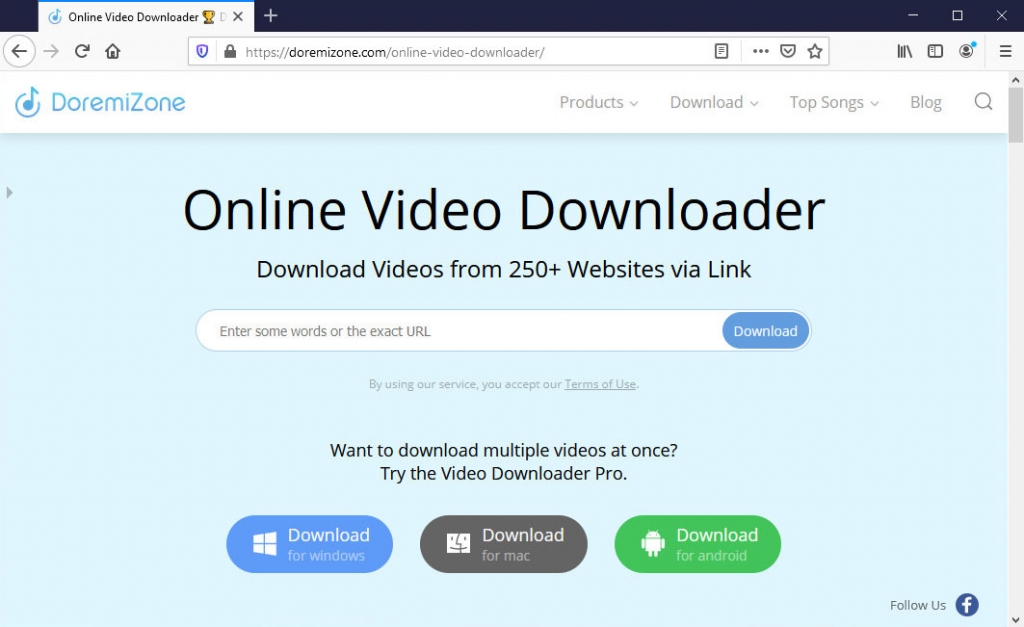 Besuchen Sie den DoremiZone Online Video Downloader