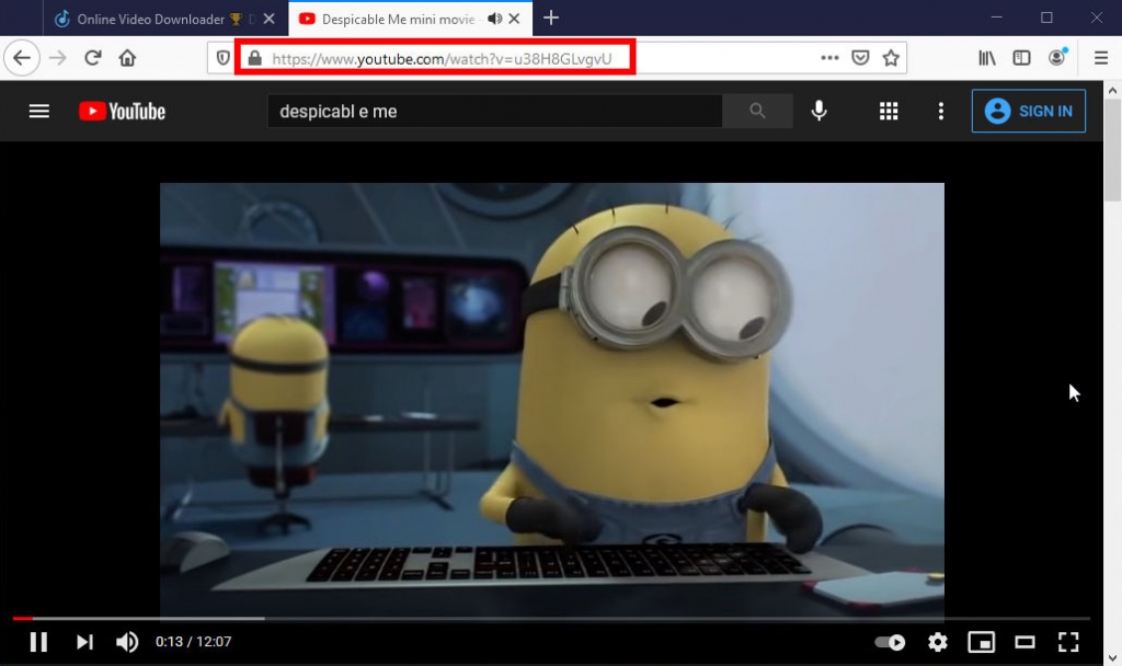 Copier l'URL de la vidéo YouTube sur Firefox